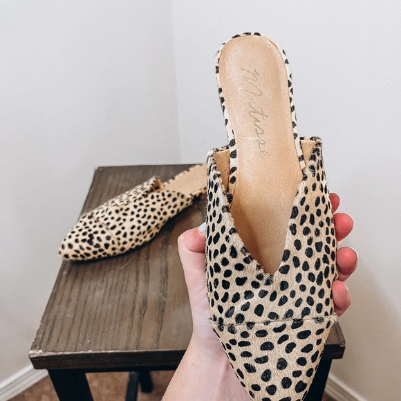 Matisse Cheetah Leopard Leather Calf Hair Mules Size 8 - Picture 1 of 11